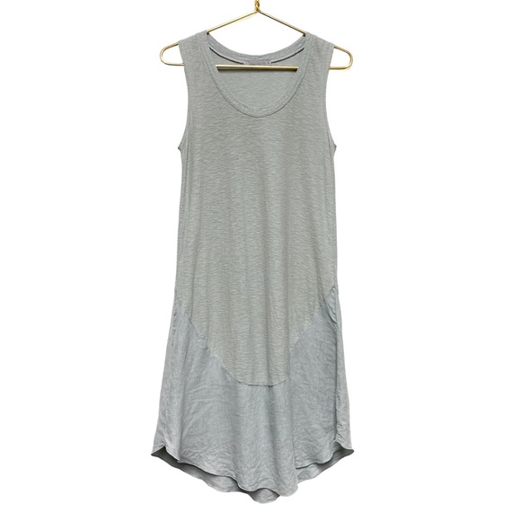 cut loose Dresses & Skirts - Cut Loose Linen Midi Dress Size XS Contrast Panel Sleeveless Tank Blue Grey